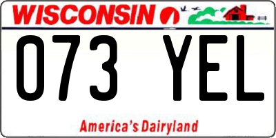 WI license plate 073YEL
