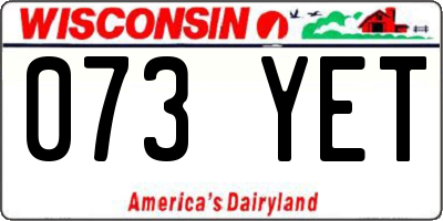 WI license plate 073YET