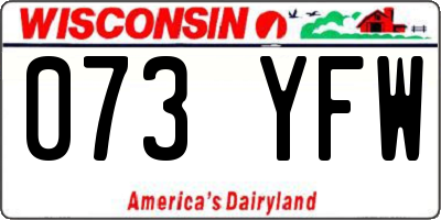 WI license plate 073YFW