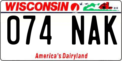WI license plate 074NAK