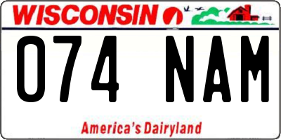 WI license plate 074NAM