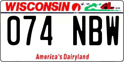 WI license plate 074NBW