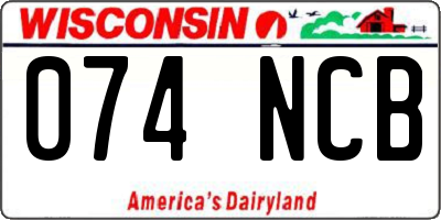WI license plate 074NCB