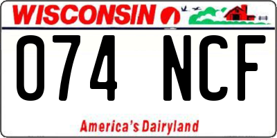 WI license plate 074NCF