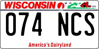 WI license plate 074NCS