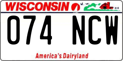 WI license plate 074NCW