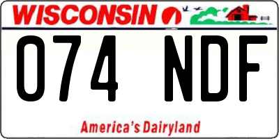 WI license plate 074NDF