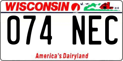 WI license plate 074NEC