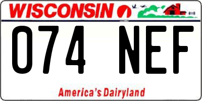 WI license plate 074NEF