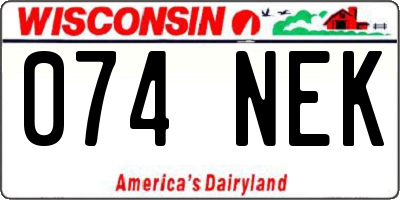 WI license plate 074NEK