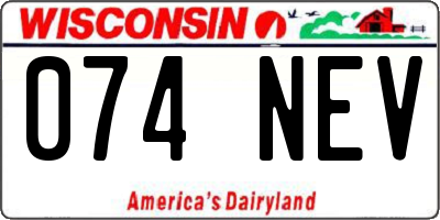 WI license plate 074NEV