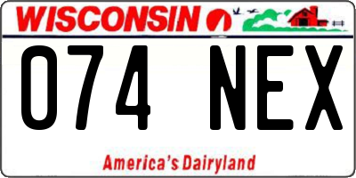 WI license plate 074NEX