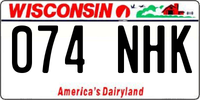 WI license plate 074NHK