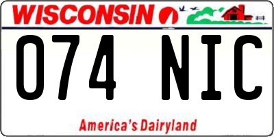 WI license plate 074NIC