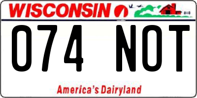 WI license plate 074NOT