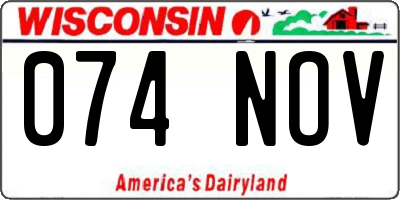 WI license plate 074NOV