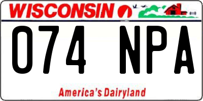 WI license plate 074NPA