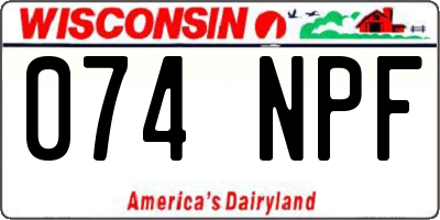 WI license plate 074NPF