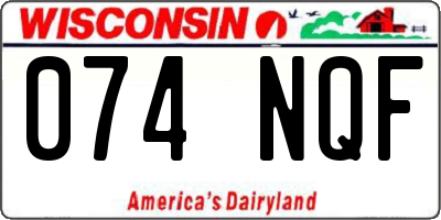 WI license plate 074NQF