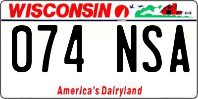 WI license plate 074NSA