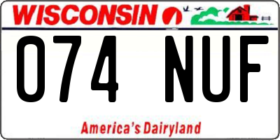 WI license plate 074NUF