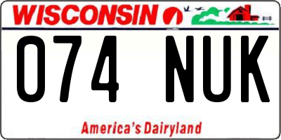 WI license plate 074NUK