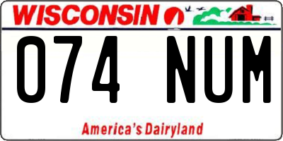 WI license plate 074NUM