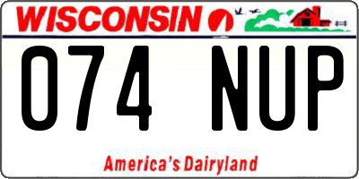 WI license plate 074NUP