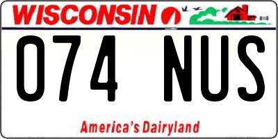 WI license plate 074NUS