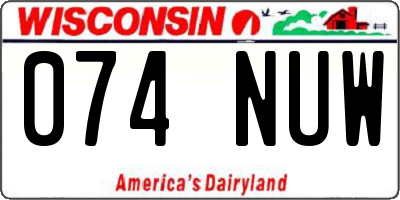 WI license plate 074NUW