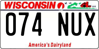 WI license plate 074NUX