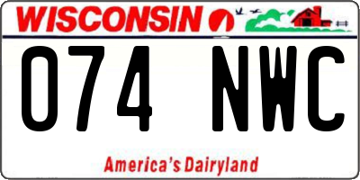 WI license plate 074NWC