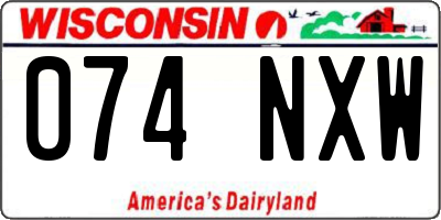 WI license plate 074NXW