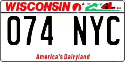 WI license plate 074NYC
