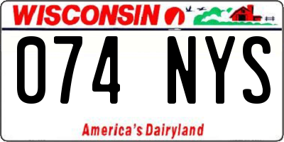 WI license plate 074NYS
