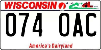 WI license plate 074OAC
