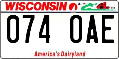 WI license plate 074OAE