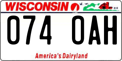 WI license plate 074OAH