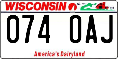 WI license plate 074OAJ