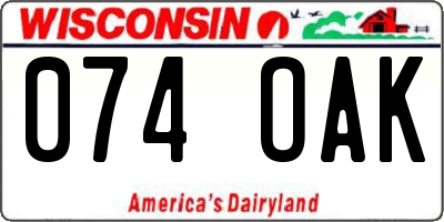 WI license plate 074OAK