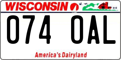 WI license plate 074OAL