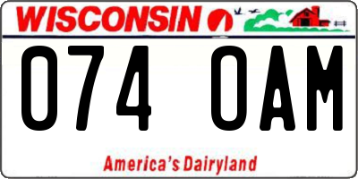 WI license plate 074OAM