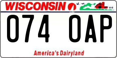 WI license plate 074OAP