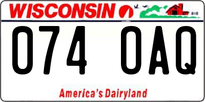 WI license plate 074OAQ