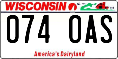 WI license plate 074OAS