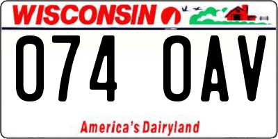 WI license plate 074OAV