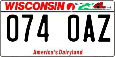 WI license plate 074OAZ