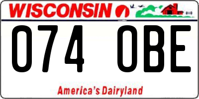 WI license plate 074OBE
