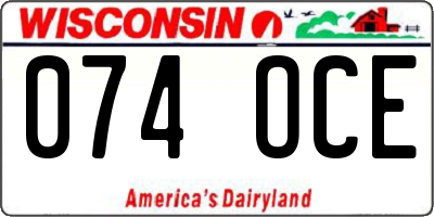 WI license plate 074OCE