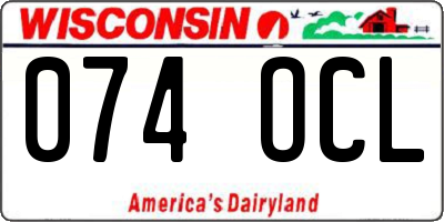 WI license plate 074OCL